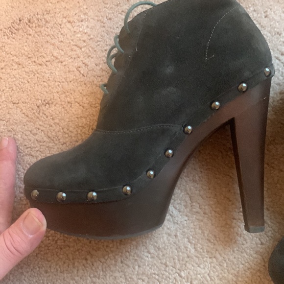 Ladies Colin Stewart lace-up clog graphite leather size 7.5. - Picture 4 of 10